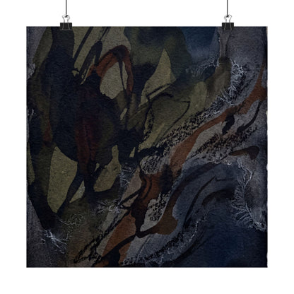 Dark Japandi Shadow Play in Overcast | Charcoal Ink Wall Art Print