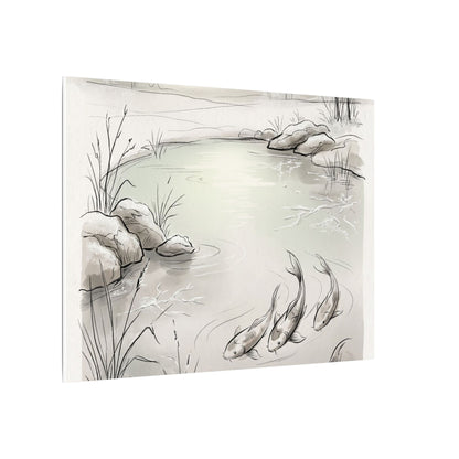 Koi Pond Minimal Line Canvas Art | Cozy Japandi Art