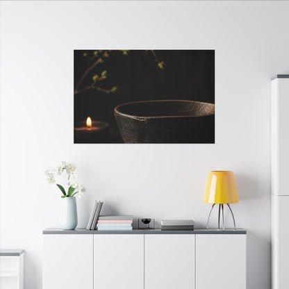 Moody Ceramic Bowl Canvas Art - Shadow Zen Dark Japandi