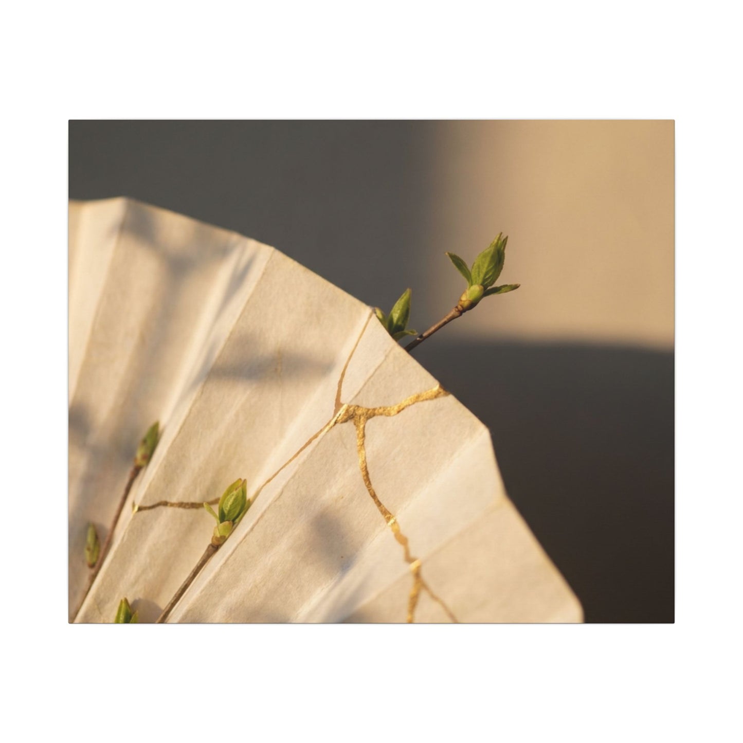 Paper Fold Gold Vein Canvas Art | Healing Kintsugi Art
