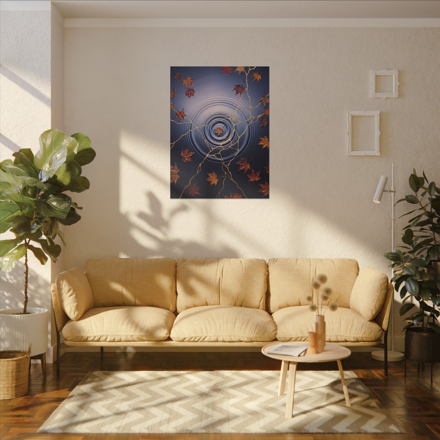 Kintsugi Water Ripple in Dawn | Gold Vein Canvas Art