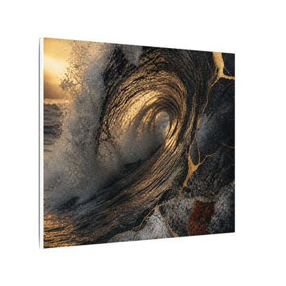 Kanso Ocean Wave Canvas Art - Kintsugi Gold Vein