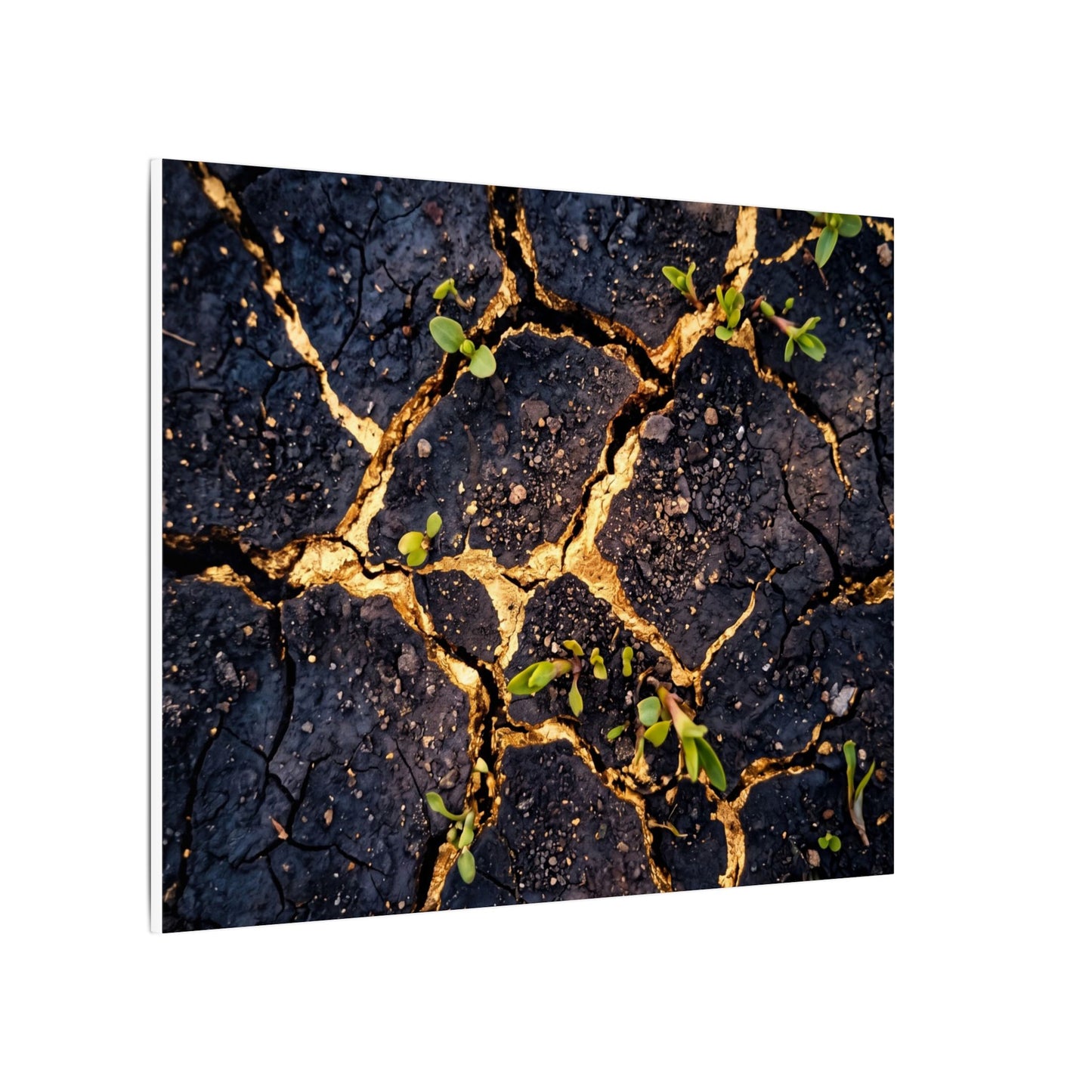 Spring Cracked Earth Crackle Gold Canvas Art | Healing Decor