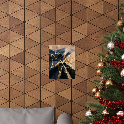 Paper Fold Wall Art Print | Winter Kintsugi Gold Repair Art