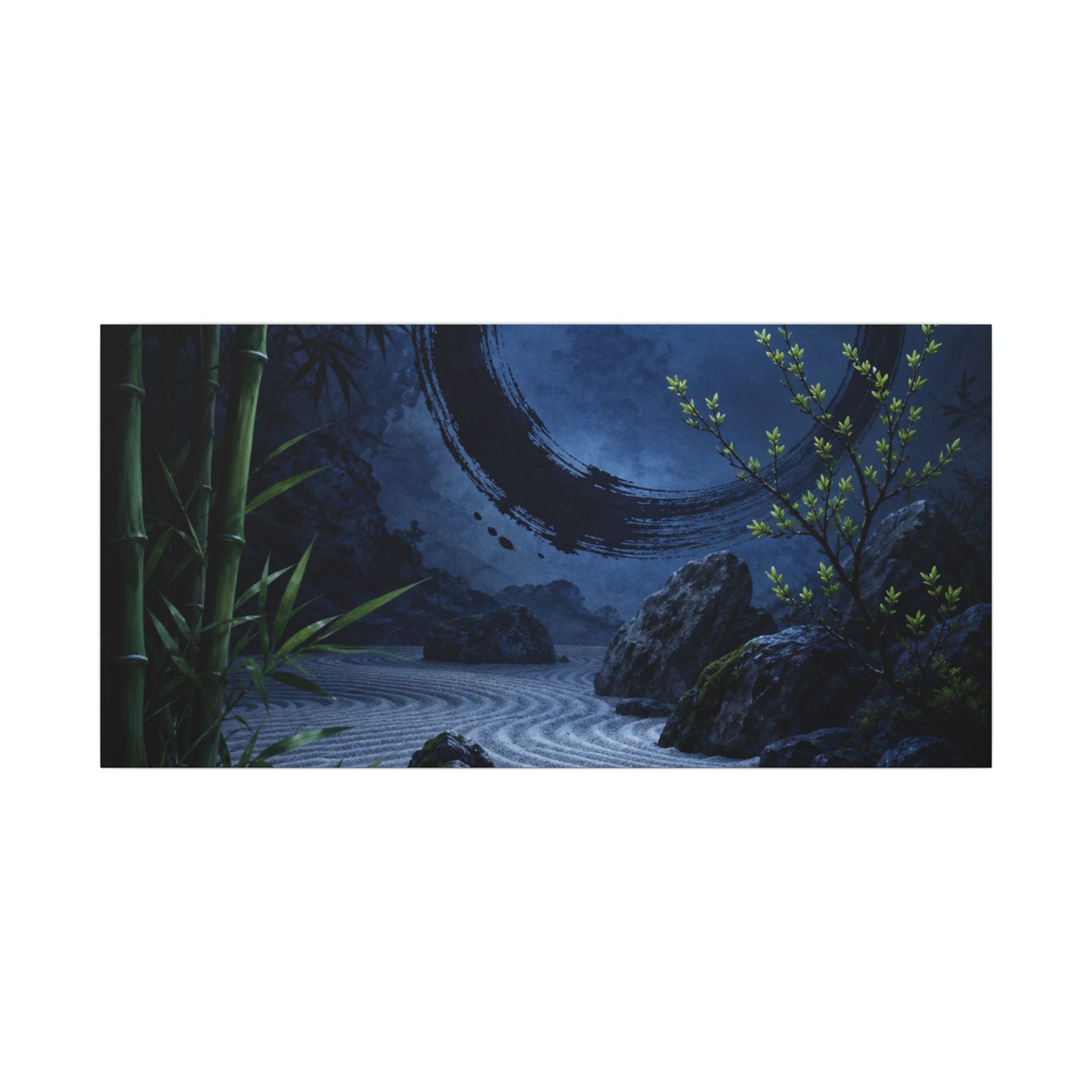 Serene Rock Garden Canvas Art - Enso Zen