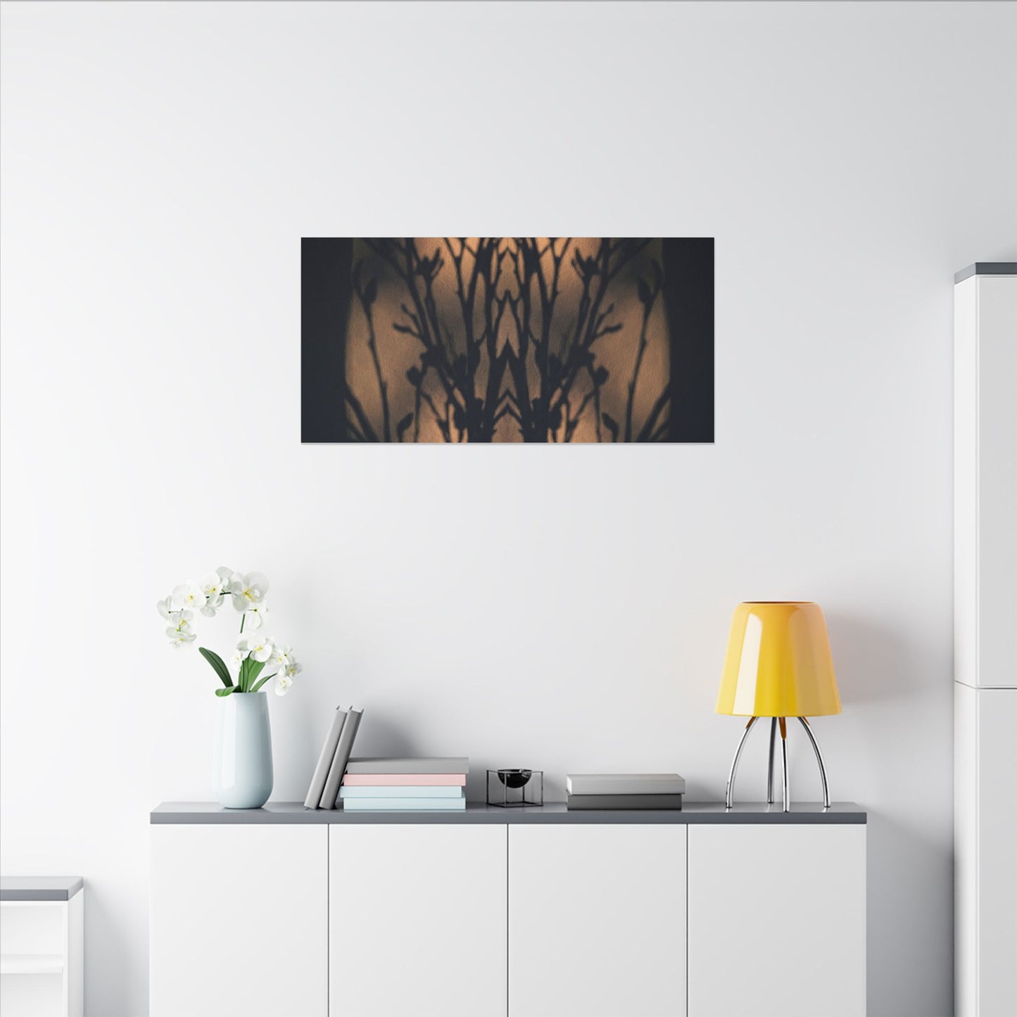 Dark Japandi Shadow Play in Golden Hour | Shadow Zen Canvas Art