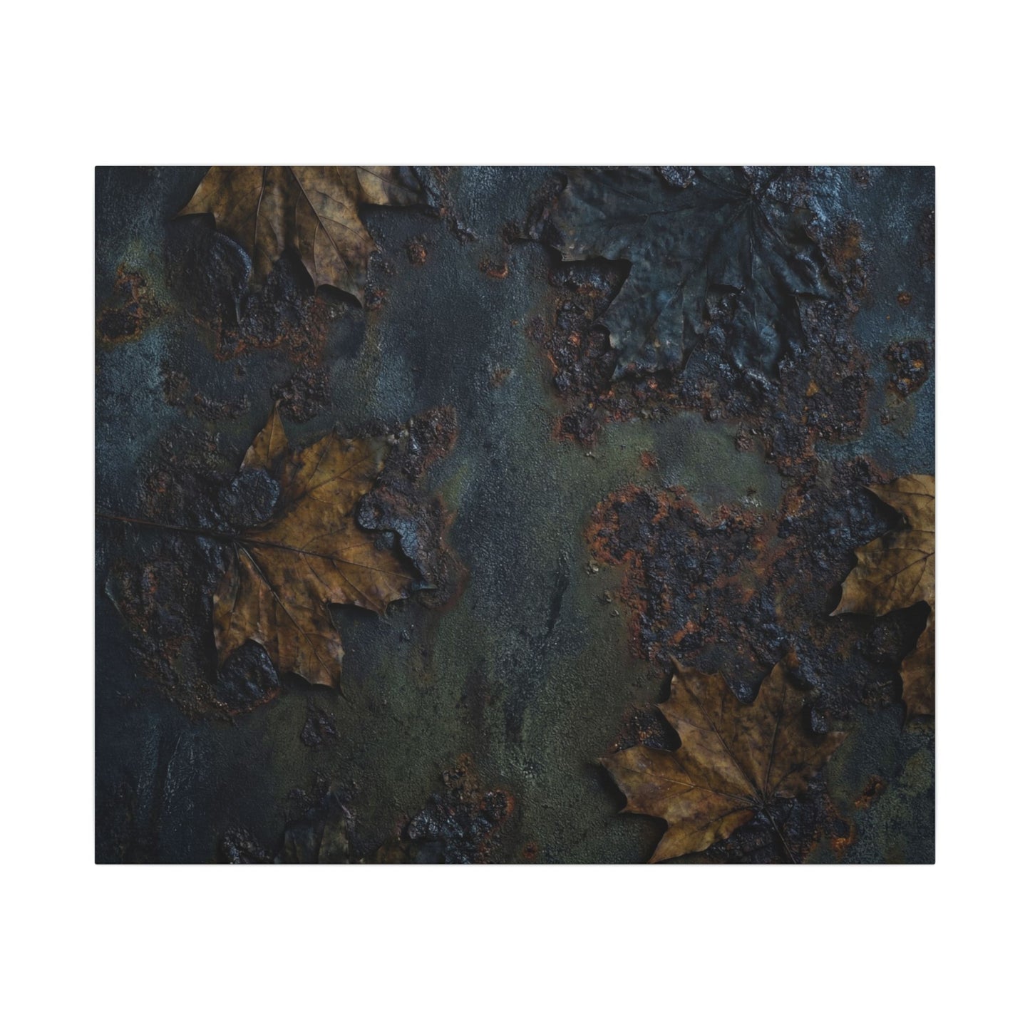 Shibui Rust Patina Canvas Art - Dark Japandi Charcoal Ink