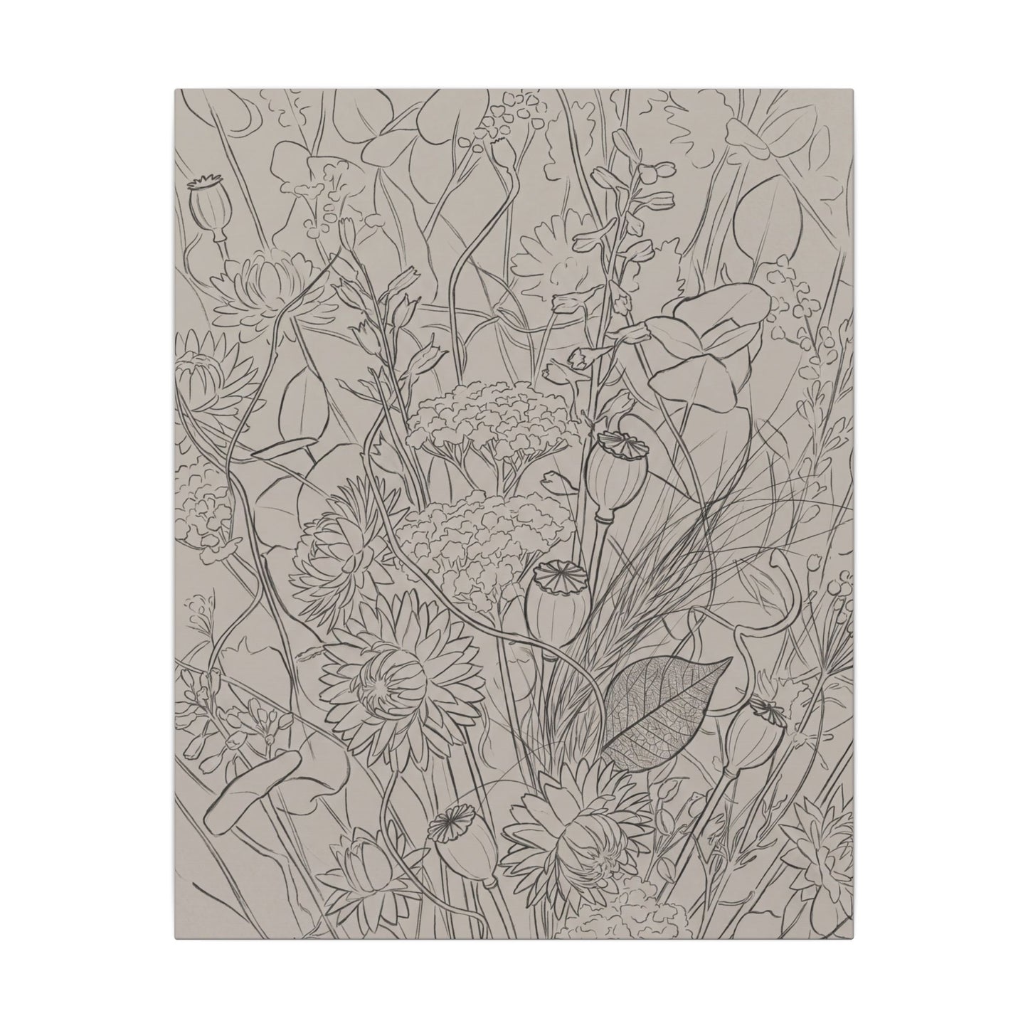 Summer Dried Flowers Minimal Line Canvas Art | Elegant Decor