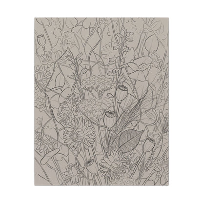 Summer Dried Flowers Minimal Line Canvas Art | Elegant Decor