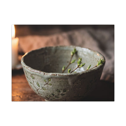 Ceramic Bowl Spring Canvas Art | Japandi Neutral Design