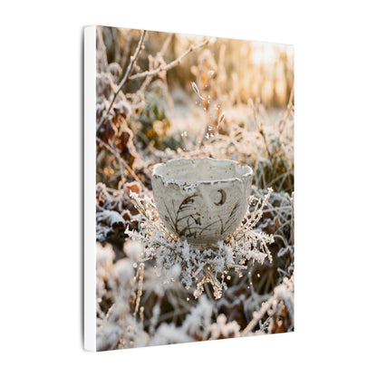Japandi Ceramic Bowl in Golden Hour | Japanese Pattern Canvas Art