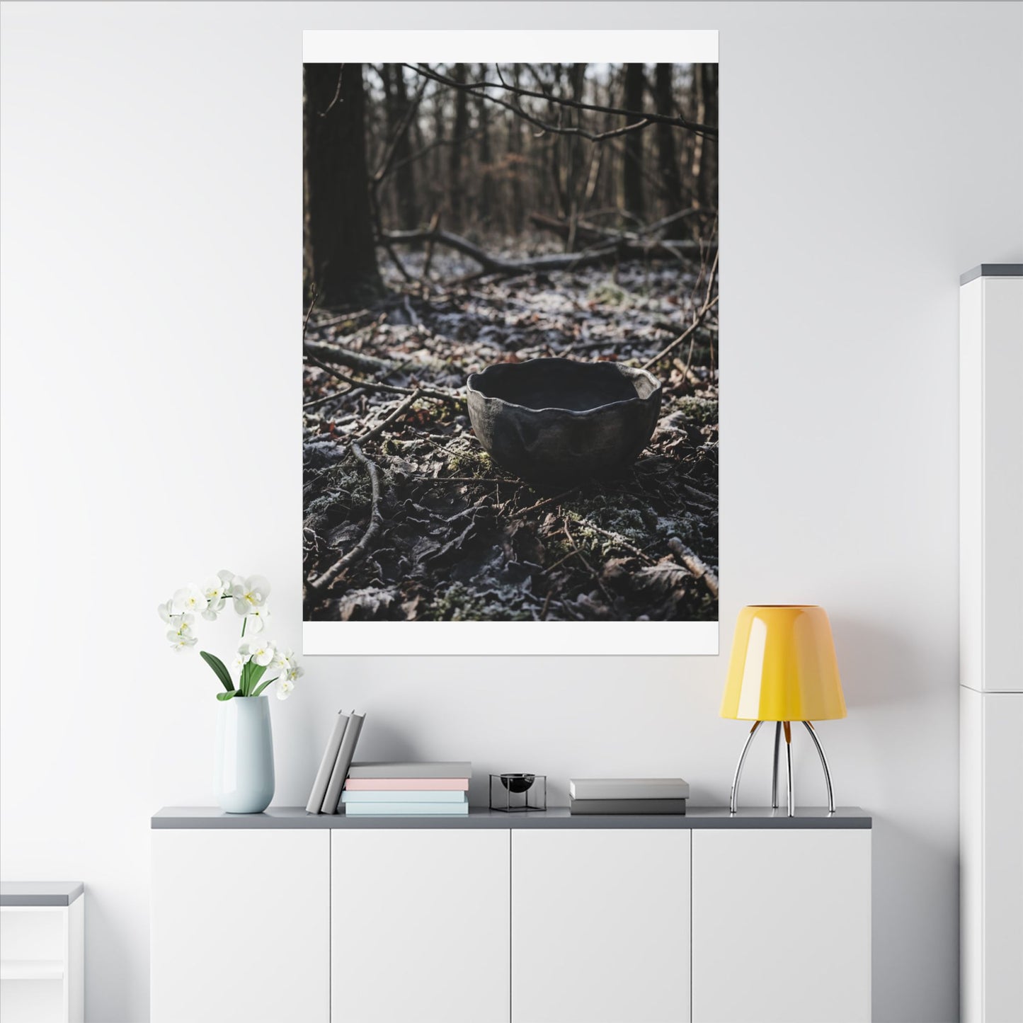 Dappled Ceramic Bowl Canvas Art - Dark Japandi Kanso