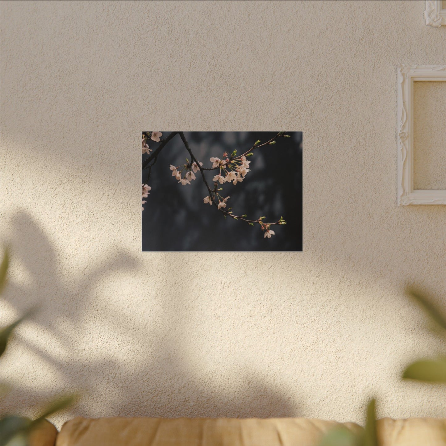 Cherry Blossom Moody Minimal Canvas Art | Bold Dark Japandi Art