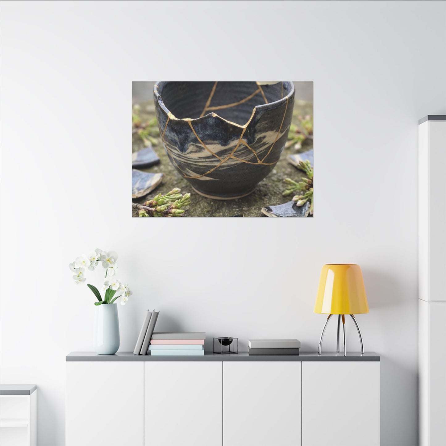 Datsuzoku Ceramic Bowl Canvas Art - Kintsugi Gold Repair