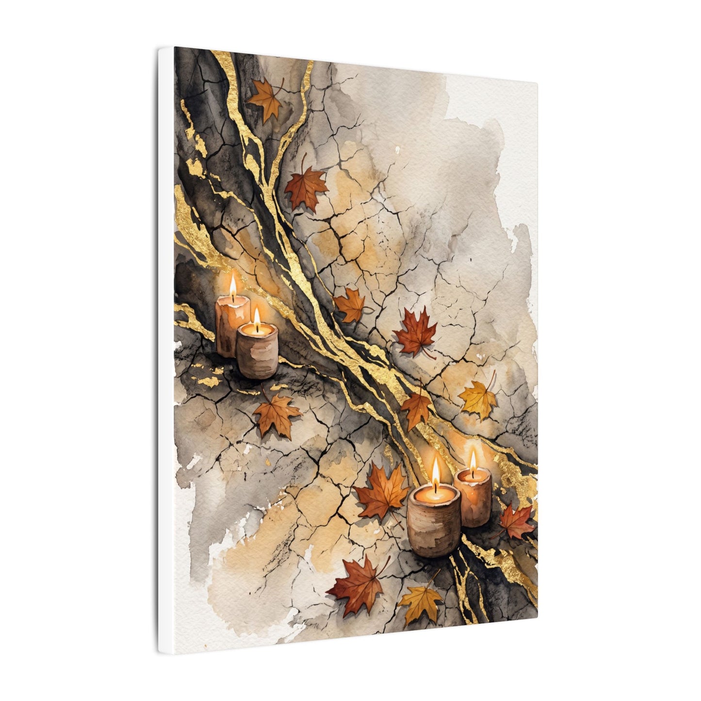 Cracked Earth Autumn Canvas Art | Japandi Warm Design
