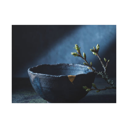 Sophisticated Ceramic Bowl Canvas Art - Shadow Zen Dark Japandi Art Print