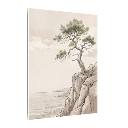 Japandi Pine Tree in Dappled | Minimal Line Canvas Art