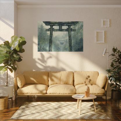 Earthy Torii Gate Canvas Art - Watercolor Japandi