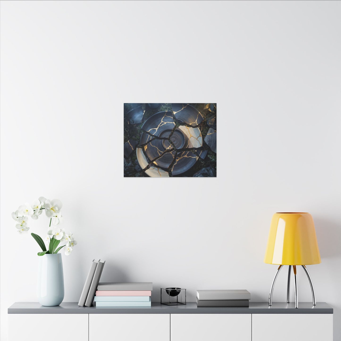 Resilient Broken Pottery Canvas Art - Gold Vein Kintsugi