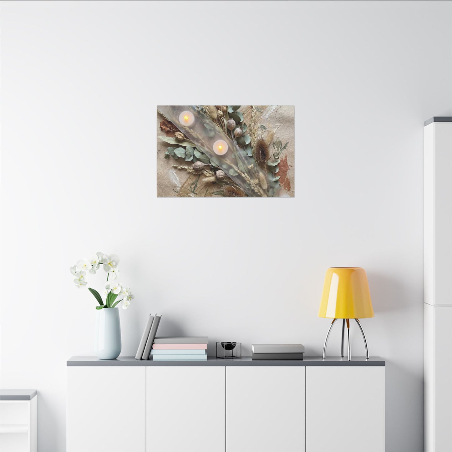 Candlelight Dried Flowers Canvas Art - Japandi Kanso