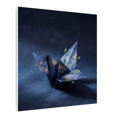 Kintsugi Paper Fold in Moonlight | Crackle Gold Canvas Art