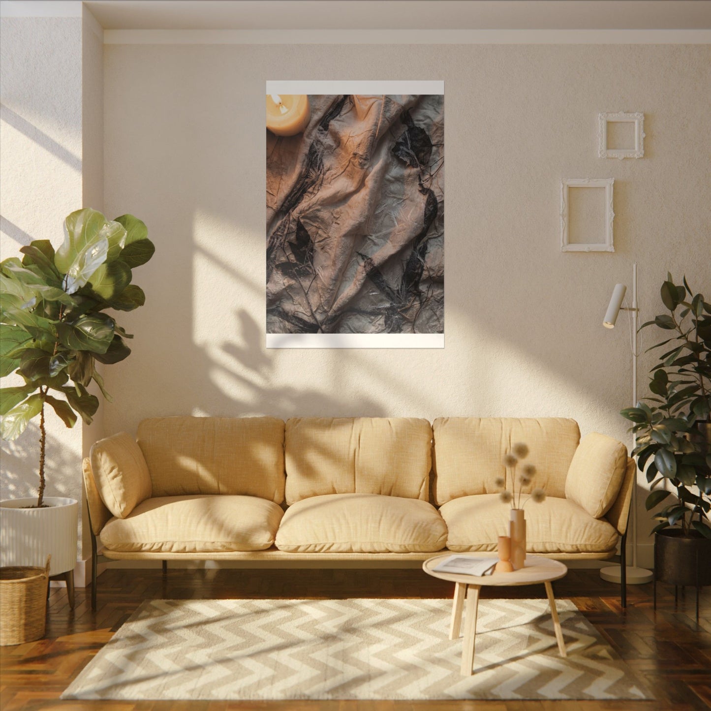 Candlelight Silk Drape Canvas Art - Japandi Mono No Aware
