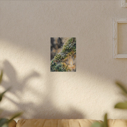 Winter Moss Close Up Watercolor Canvas Art | Neutral Decor