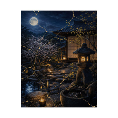 Spring Moonlit Garden Gold Vein Wall Art Print | Resilient Decor