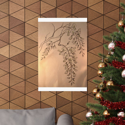 Neutral Wisteria Wall Art Print - Minimal Line Japandi