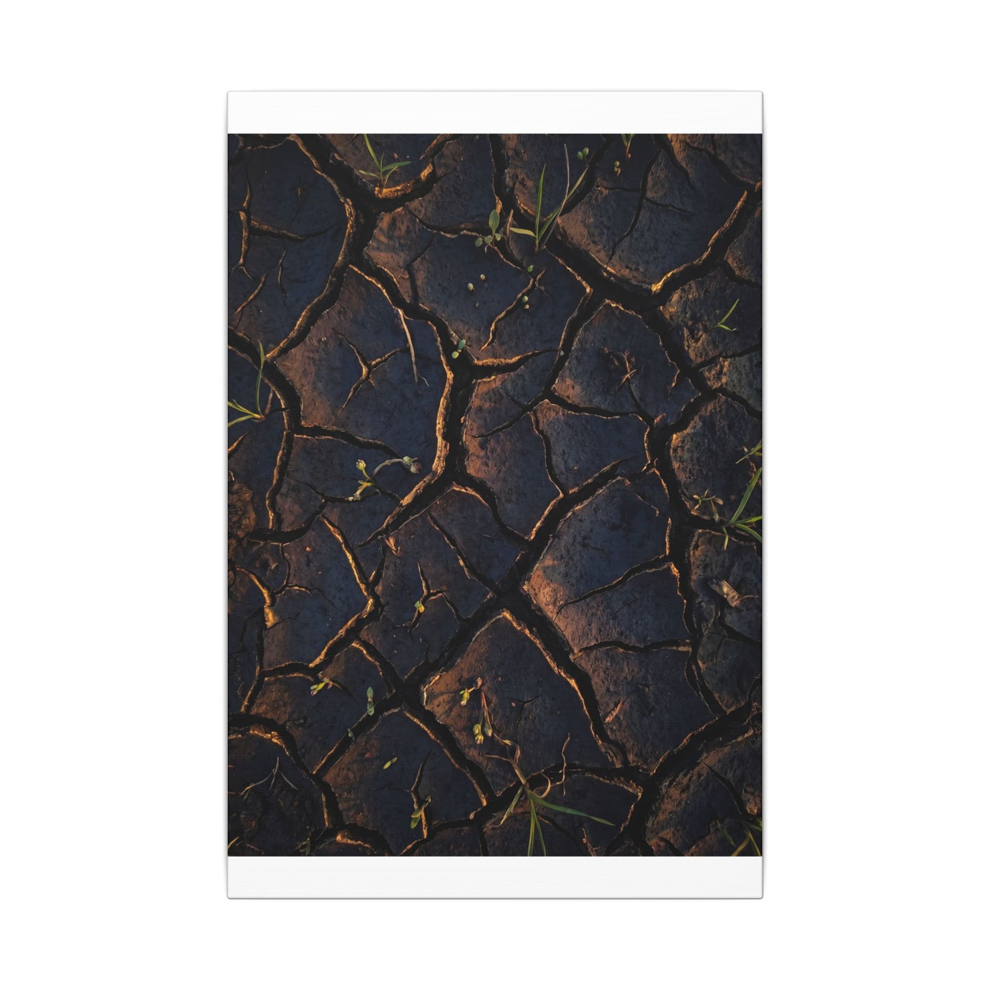Cracked Earth Moody Minimal Canvas Art | Luxurious Dark Japandi Art