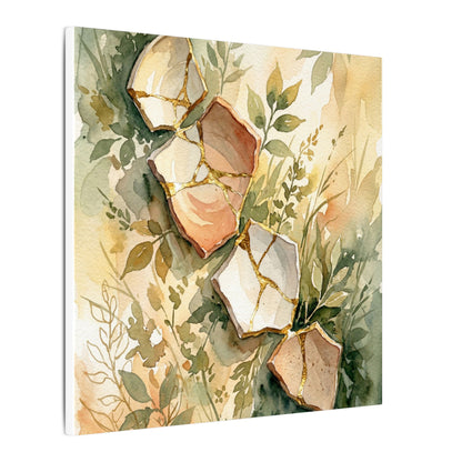 Japandi Broken Pottery in Golden Hour | Watercolor Canvas Art