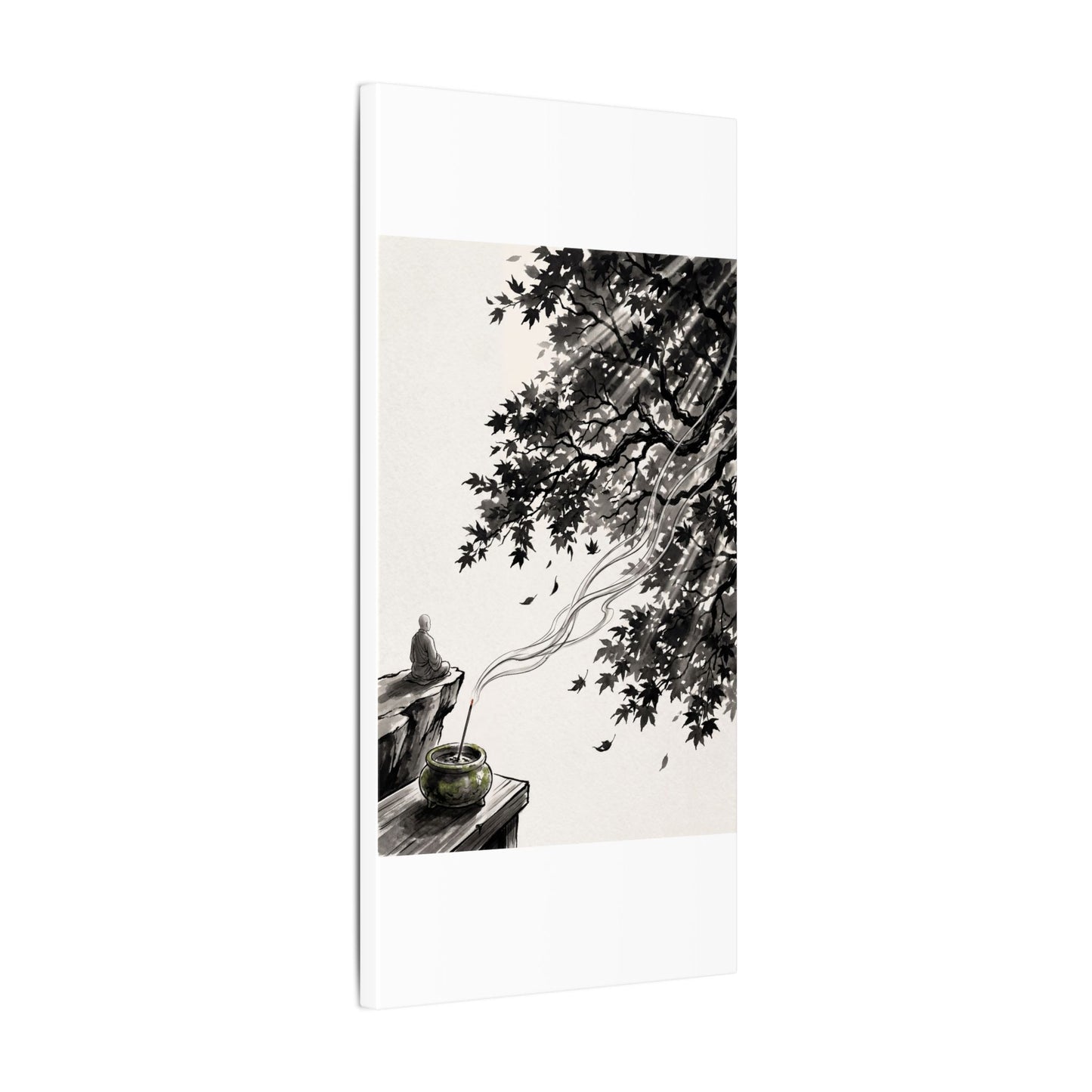 Serene Incense Smoke Canvas Art - Ukiyo E Inspired Zen