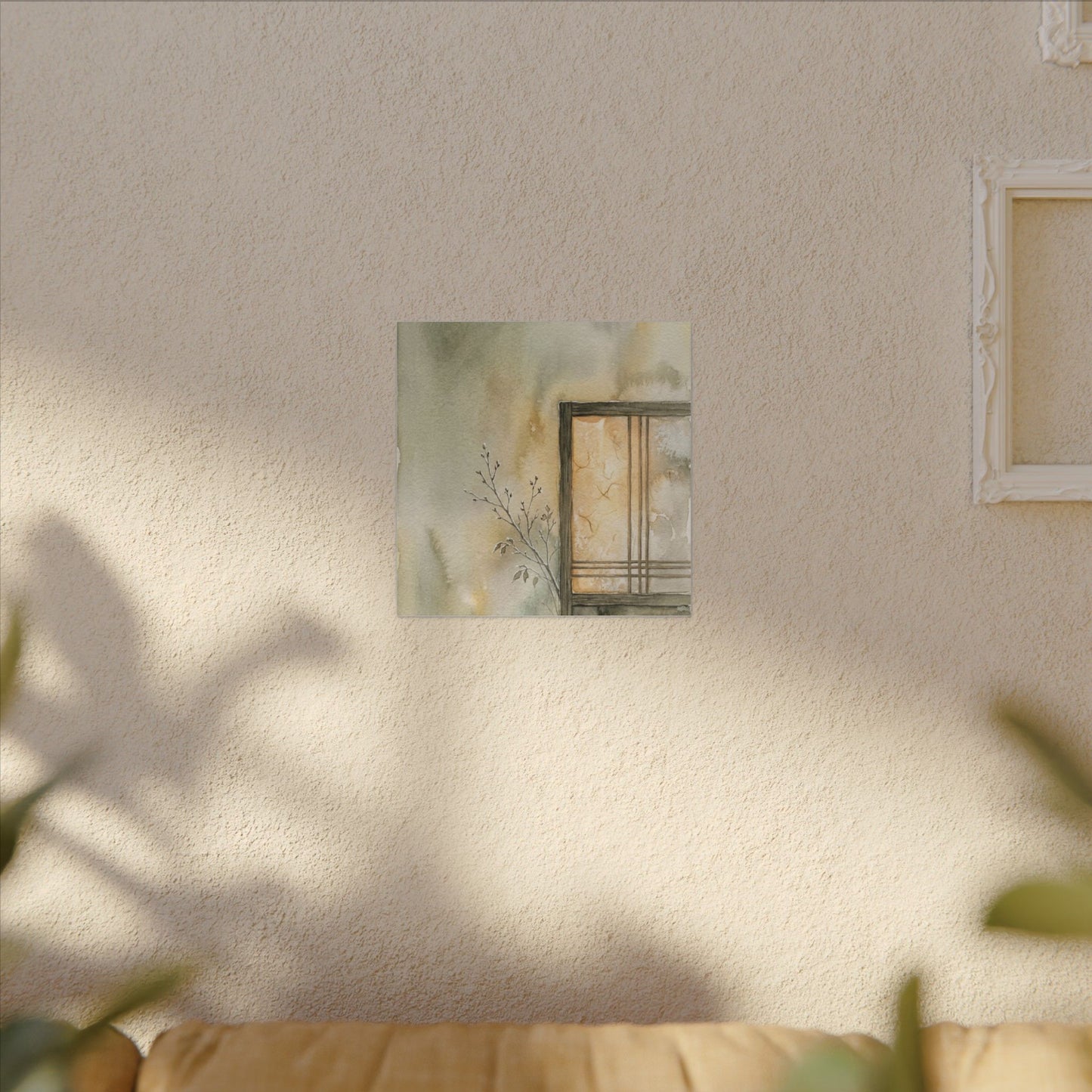 Ma Shoji Screen Canvas Art - Japandi Watercolor