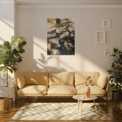 Golden Hour Pine Tree Canvas Art - Japandi Datsuzoku