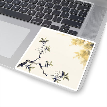 Golden Hour Cherry Blossom Sticker - Zen Kanso Art Print