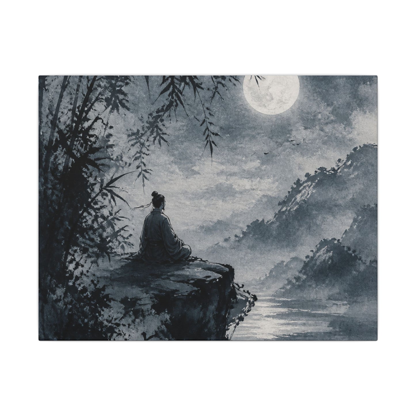 Ink Brushstroke Sumi E Canvas Art | Serene Zen Art