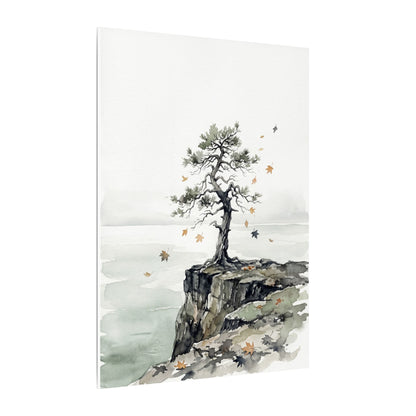 Japandi Pine Tree in Overcast | Watercolor Canvas Art