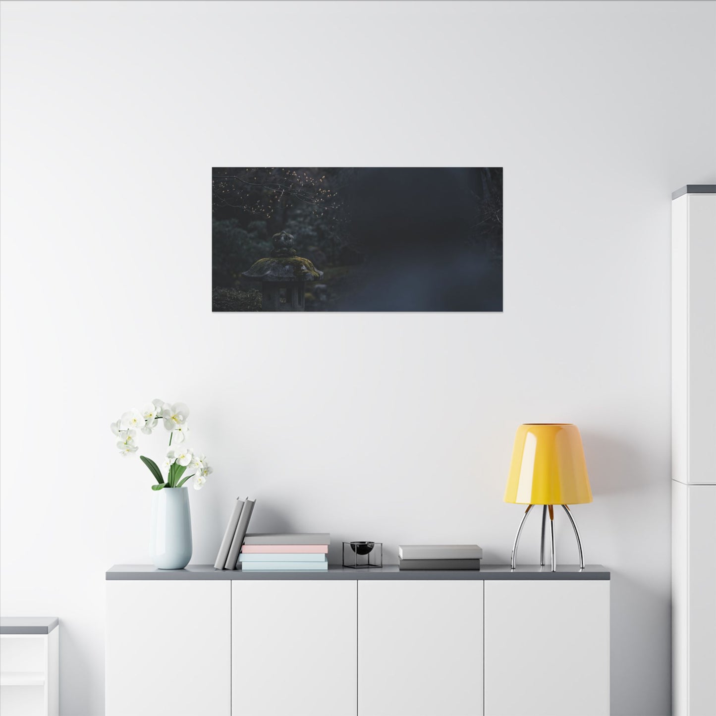 Spring Stone Lantern Moody Minimal Canvas Art | Bold Decor