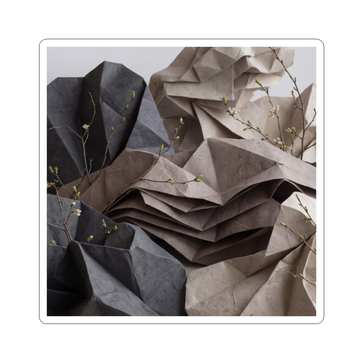 Paper Fold Spring Sticker | Japandi Elegant Design