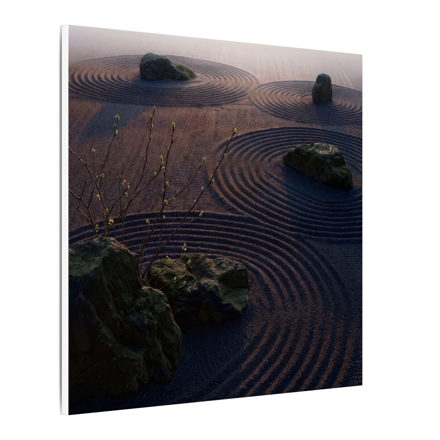 Spring Rock Garden Shadow Zen Canvas Art | Luxurious Decor