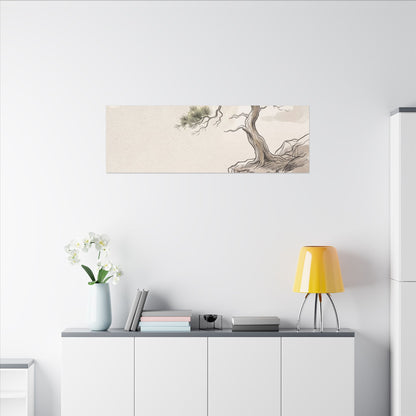 Japandi Pine Tree in Dappled | Minimal Line Canvas Art