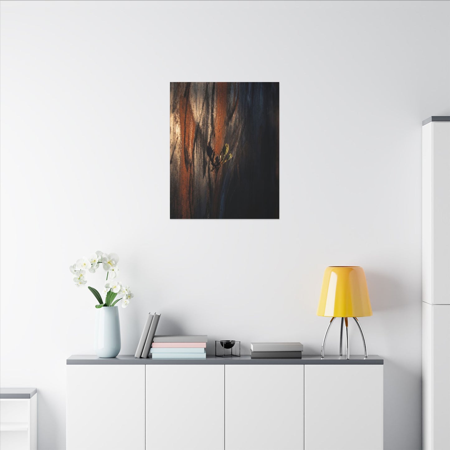 Rust Patina Charcoal Ink Canvas Art | Moody Dark Japandi Art