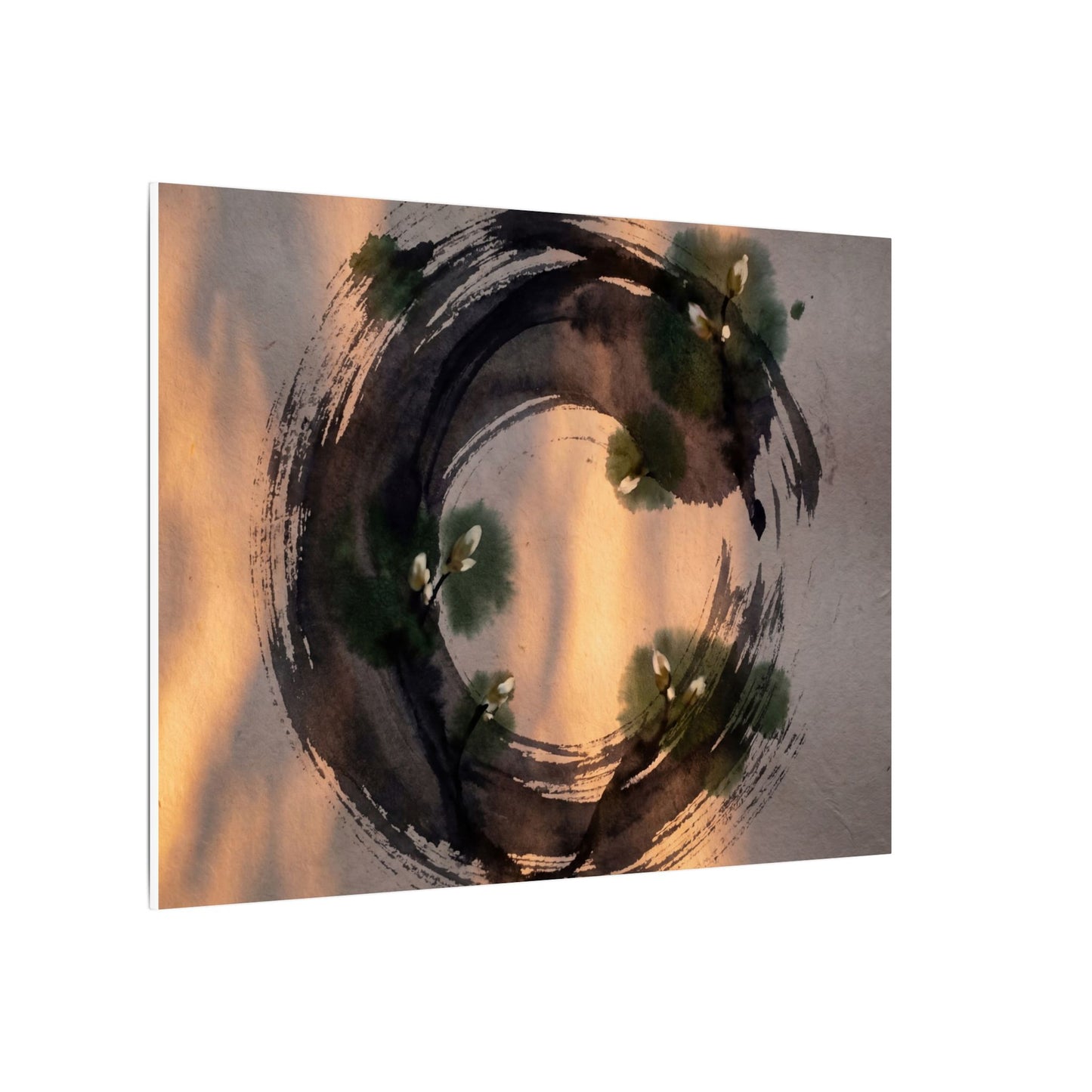 Ink Brushstroke Spring Canvas Art | Dark Japandi Bold Design