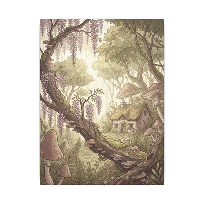Summer Wisteria Mushroom Illustration Canvas Art | Enchanting Decor