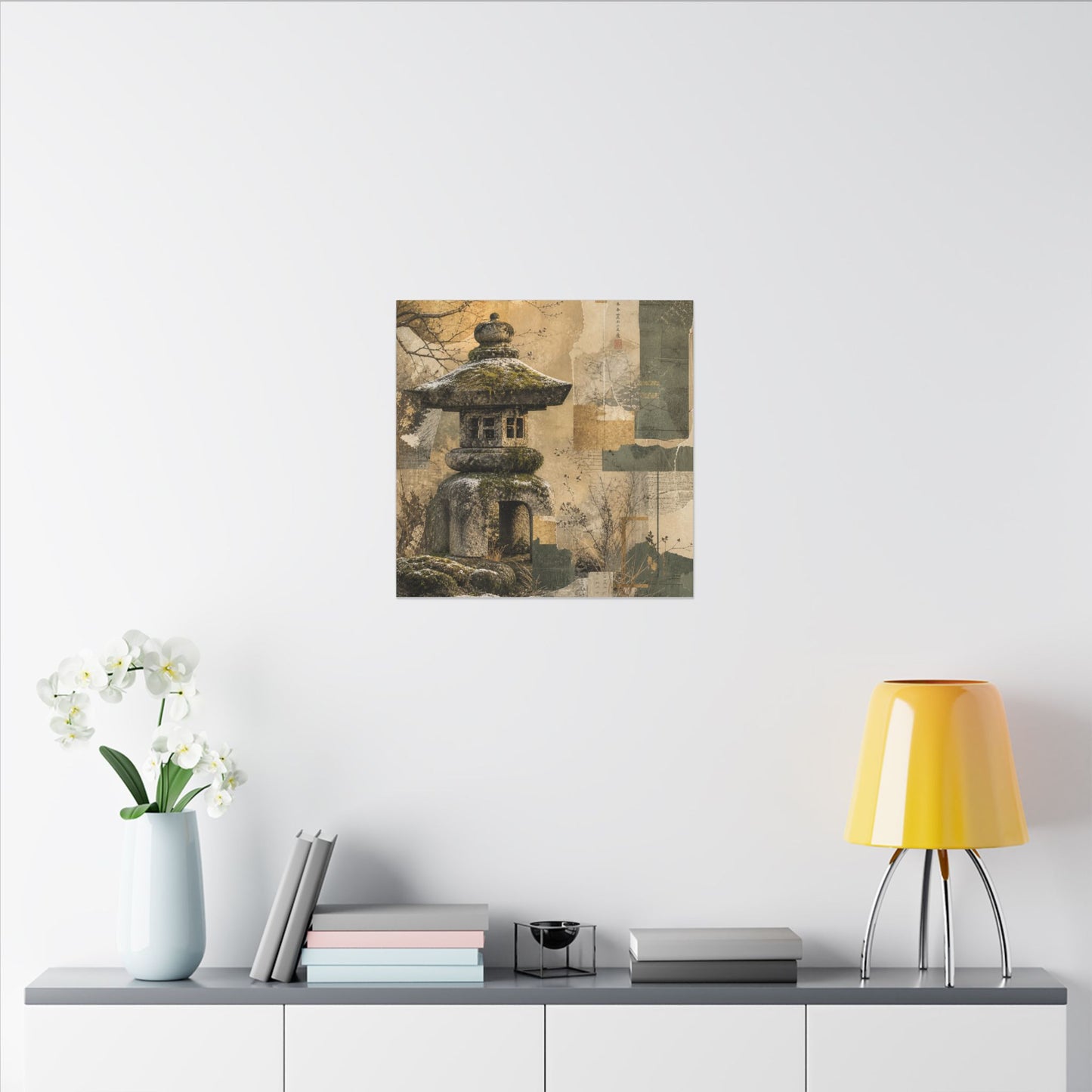 Elegant Stone Lantern Canvas Art - Texture Japandi