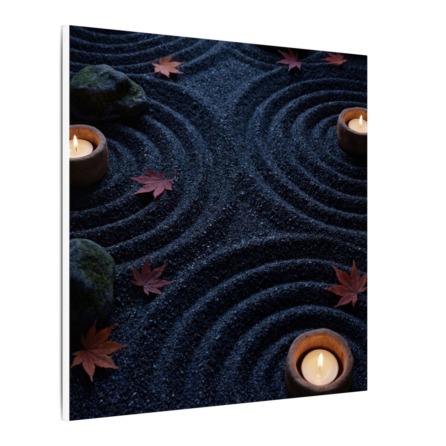 Seijaku Rock Garden Canvas Art - Dark Japandi Dark Texture