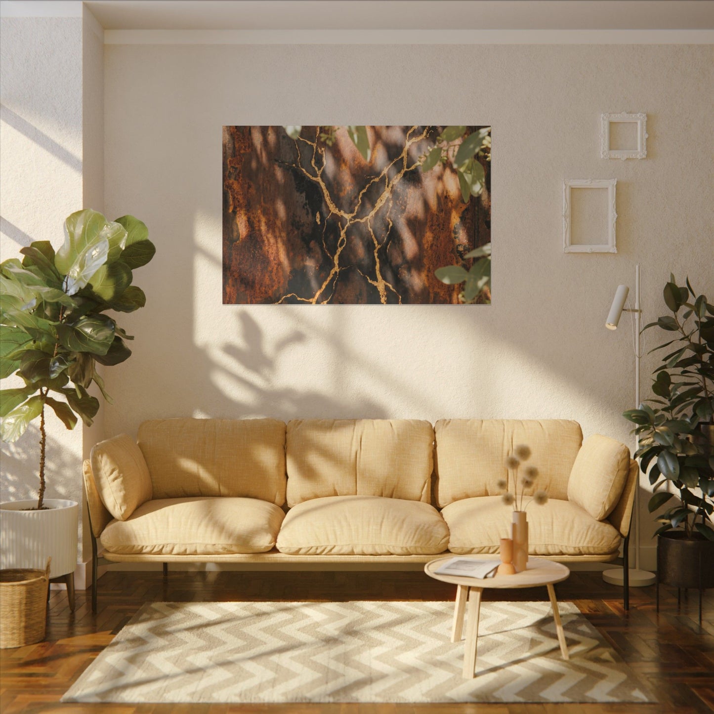 Kanso Rust Patina Canvas Art - Kintsugi Gold Vein