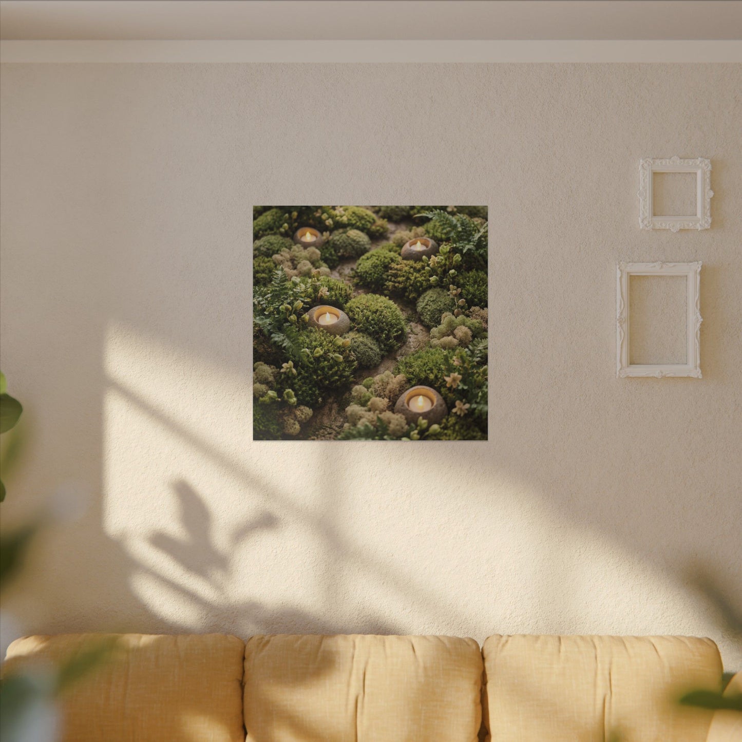 Moss Close Up Japanese Pattern Canvas Art | Neutral Japandi Art