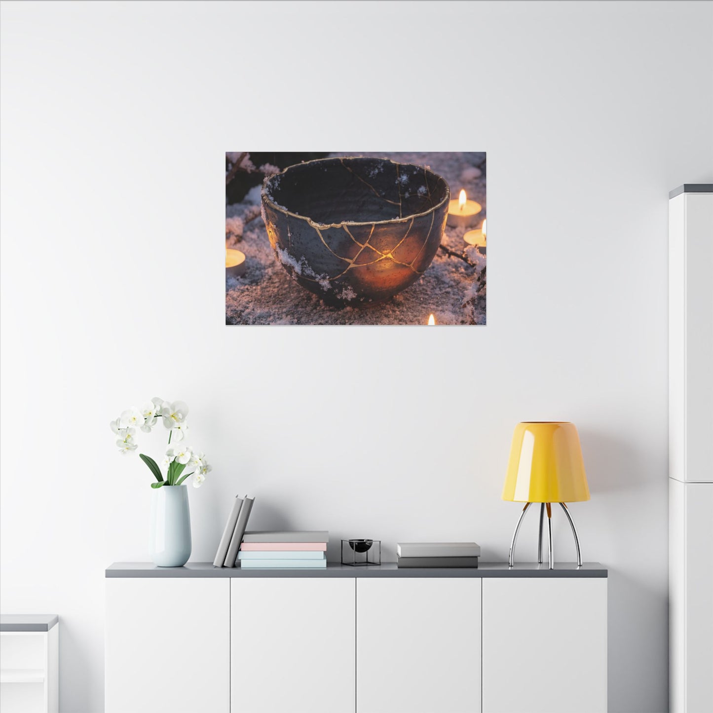 Ceramic Bowl Gold Repair Canvas Art | Beautiful Kintsugi Art