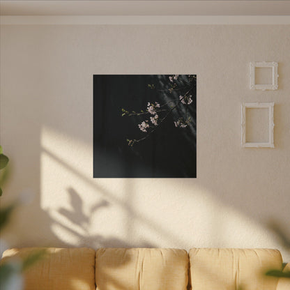 Cherry Blossom Spring Canvas Art | Dark Japandi Sophisticated Design